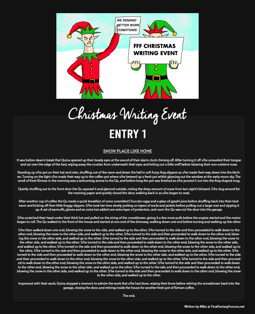 2022 Christmas Writing Event Entry 1 - Snow Place Like Home